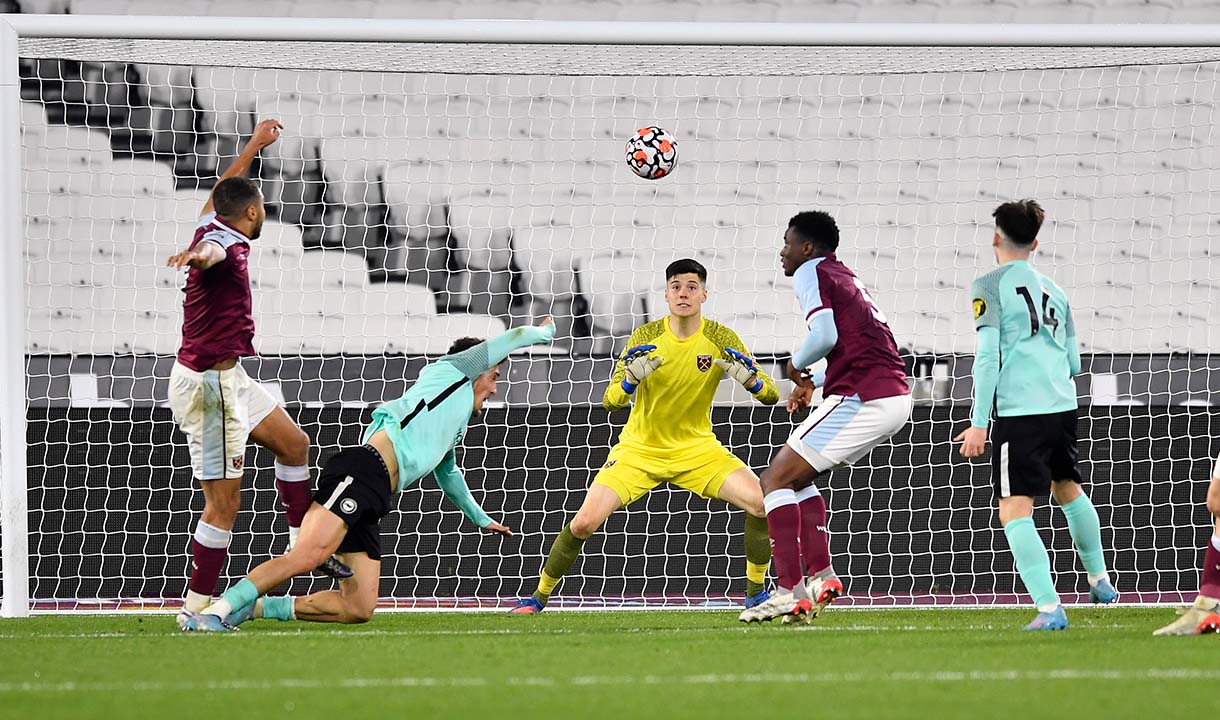 Hegyi makes a save at London Stadium