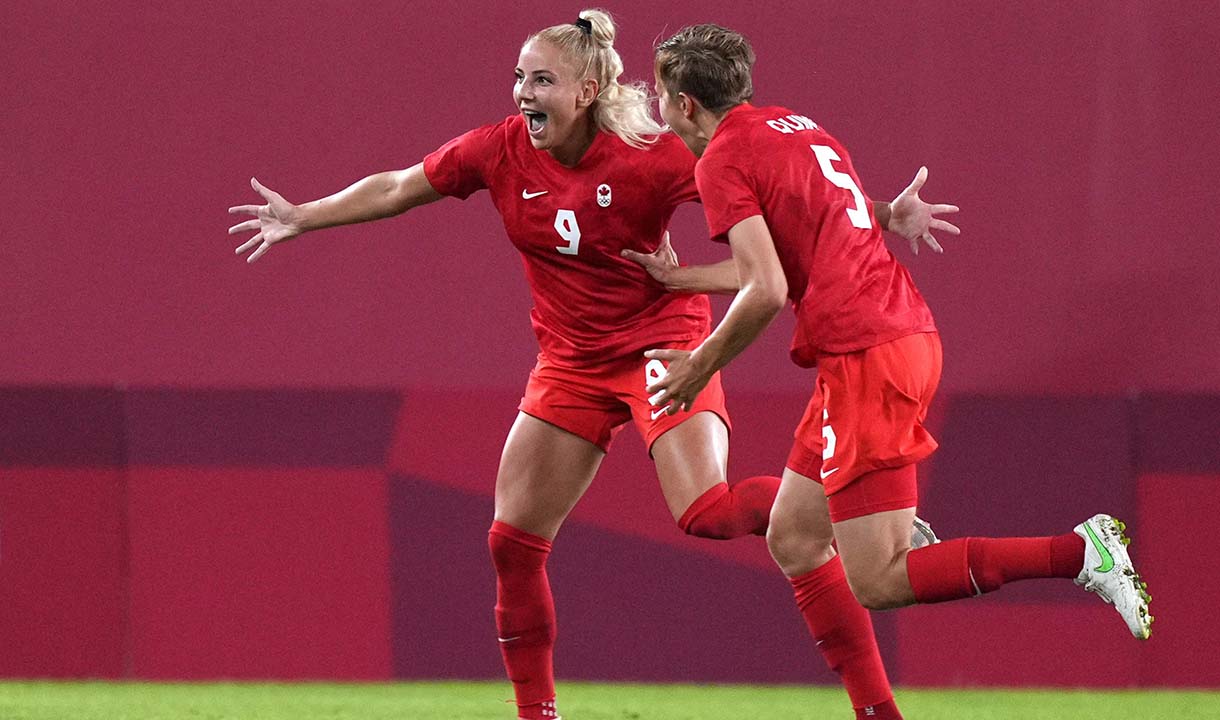 Adriana Leon in action with Canada at the Olympics