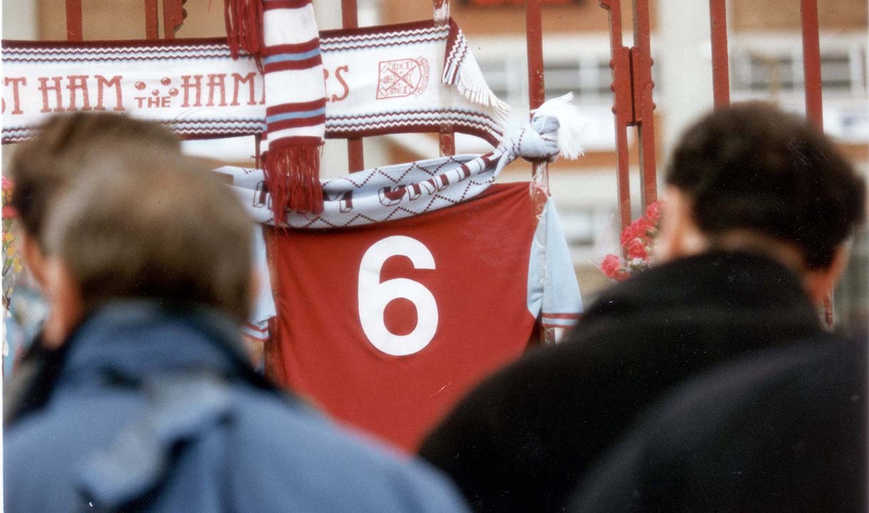 Tributes to Bobby Moore at the Boleyn Ground in March 1993