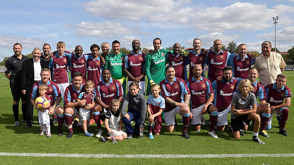 The FA Youth Cup winners reunited, including Riddle (third from top right)