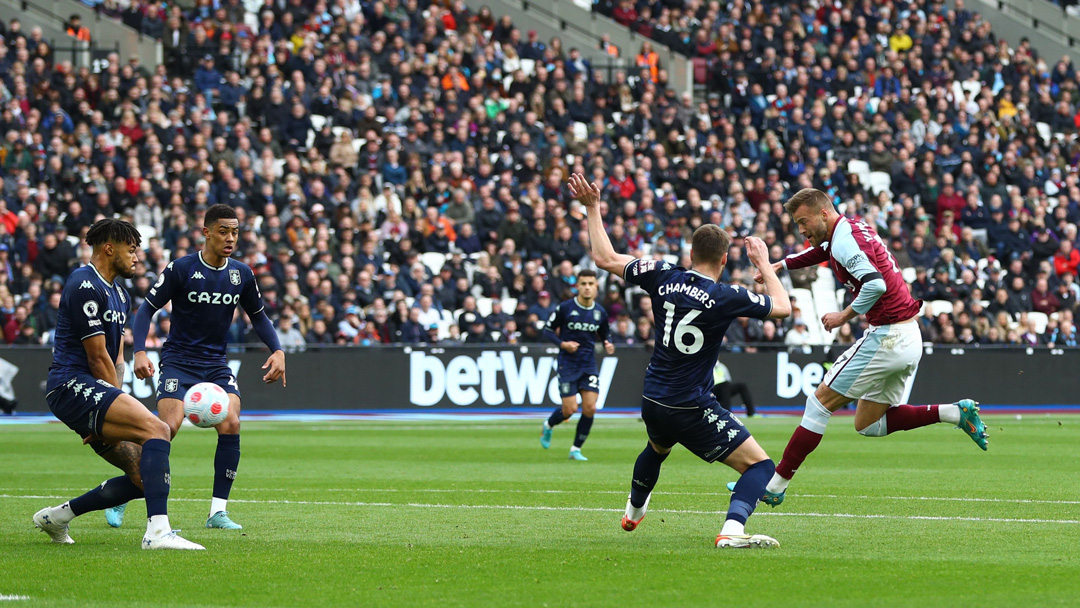 Andriy Yarmolenko scores against Aston Villa