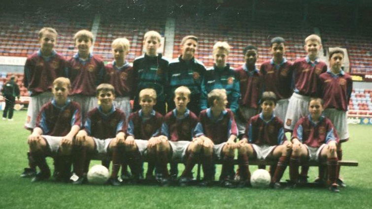 A young Mark Noble lines up for a schoolboy game at the Boleyn Ground