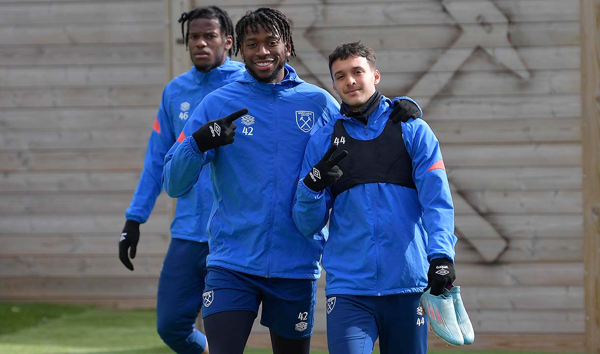 Ajibola Alese in training for West Ham United U23s