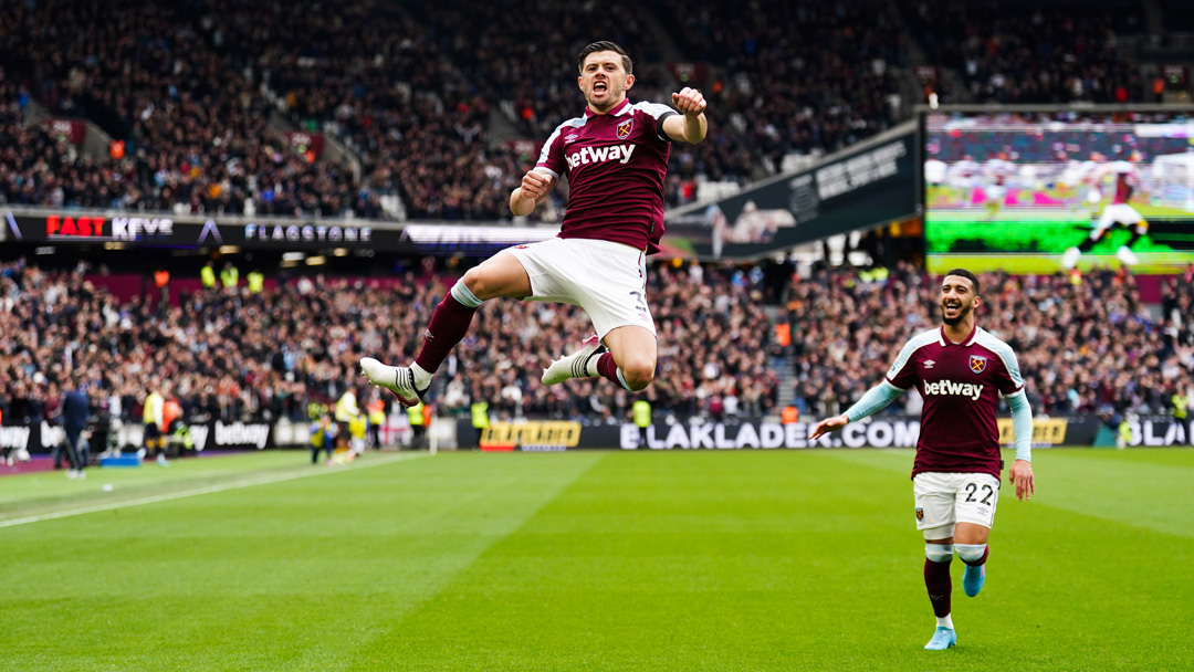 Aaron Cresswell celebrates scoring