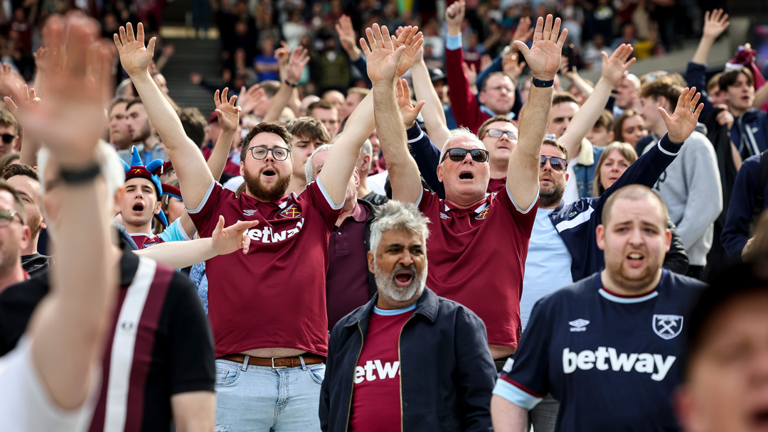 West Ham fans celebrate