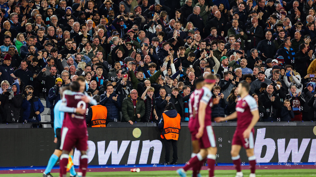 West Ham fans celebrate