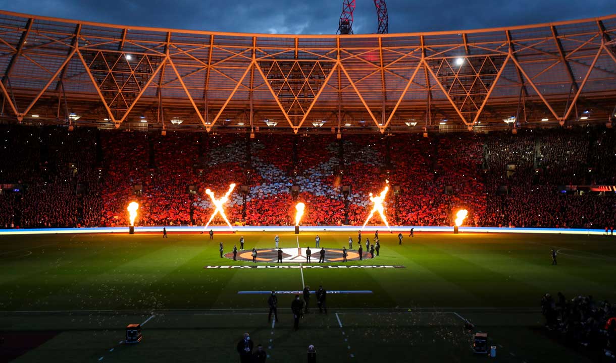 Flames light London Stadium pre-match
