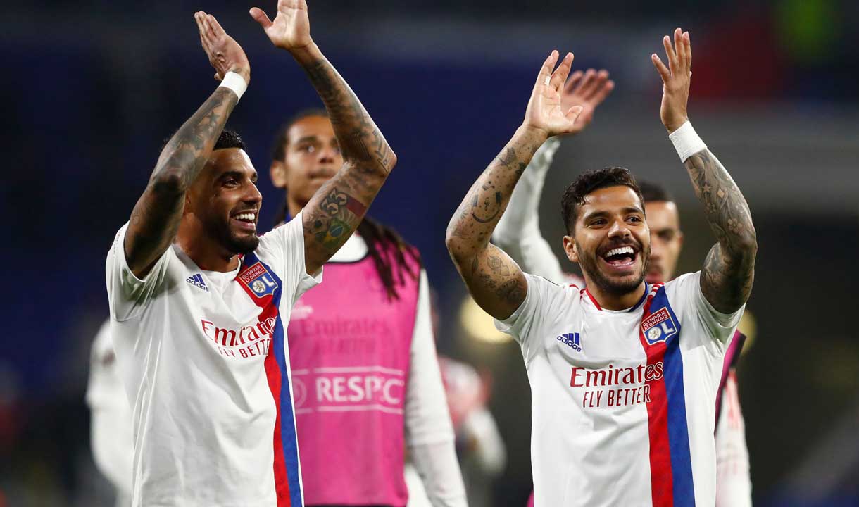 Lyon celebrate their win over Porto