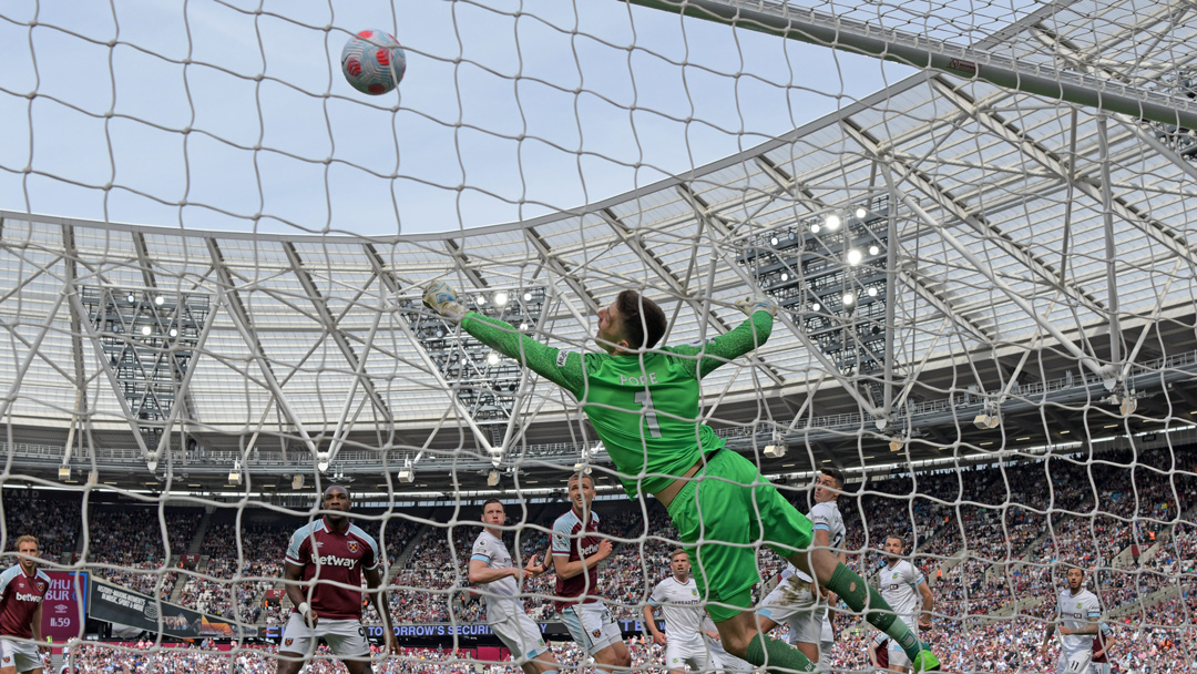Nick Pope made five vital saves to keep West Ham at bay