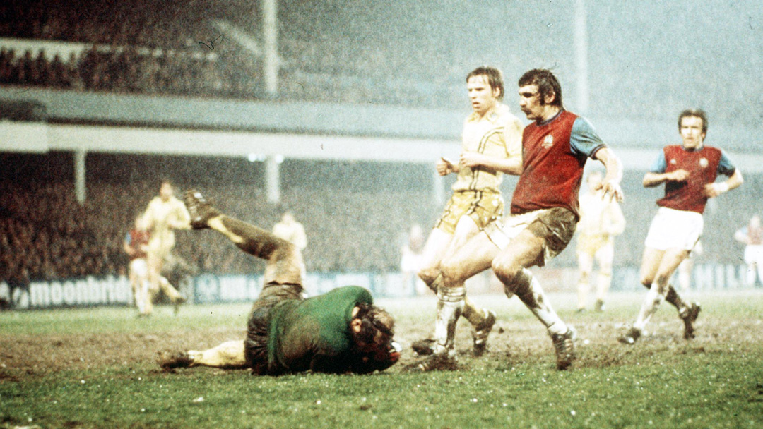 Keith Robson in action against West Ham in April 1976