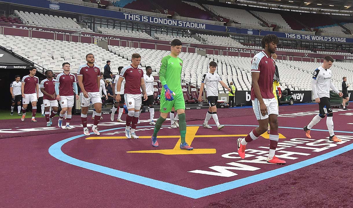 Aji Alese leads out the West ham United U23s at London Stadium