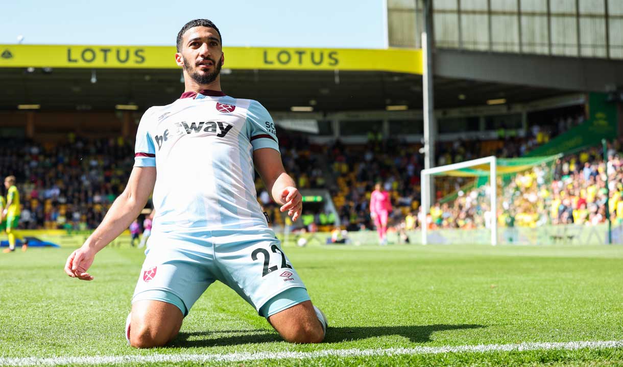 Saïd Benrahma celebrates scoring against Norwich