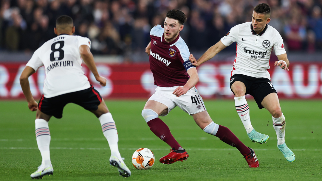 Declan Rice in action against Eintracht Frankfurt