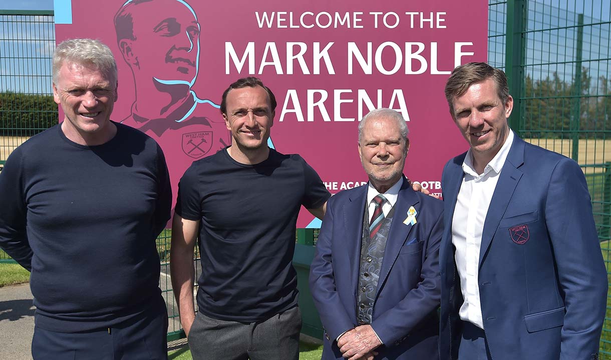 David Moyes, mark Noble, Rick Martin and David Gold at the Mark Noble Arena