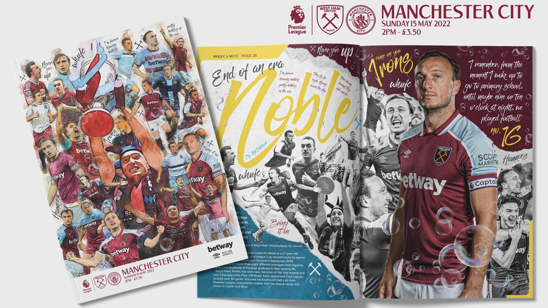 Official Programme for Mark Noble's final home game on sale now!