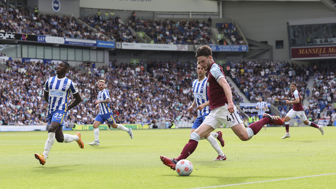 Declan Rice in action at Brighton