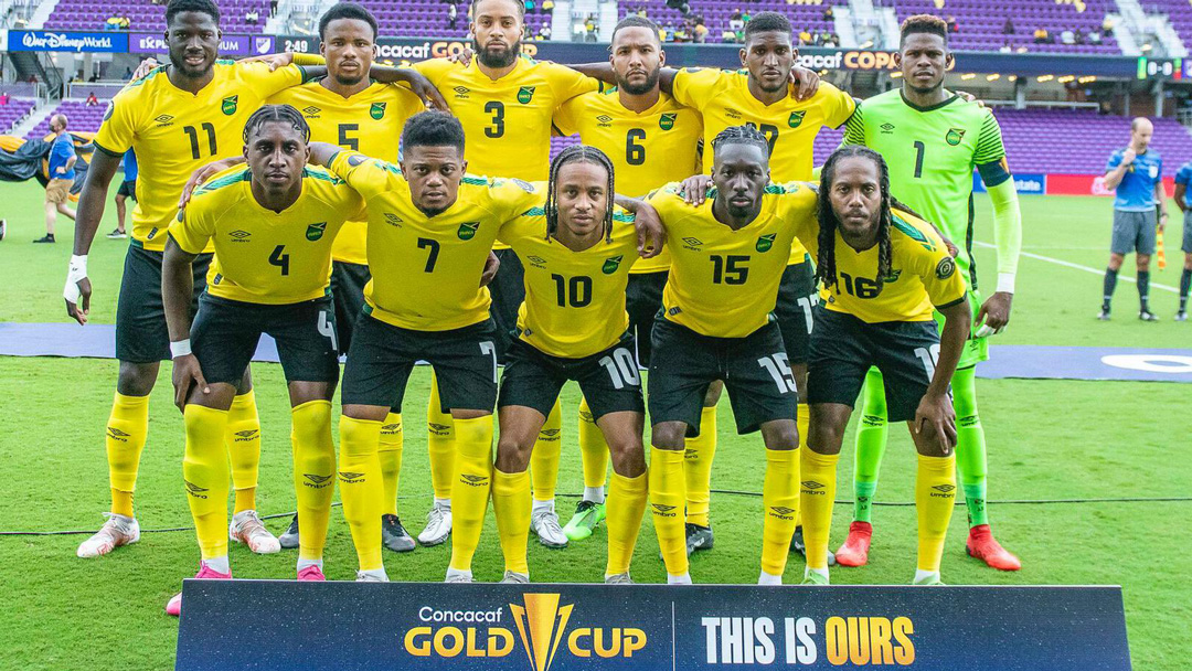 Turgott (No15) lining up for Jamaica at the 2021 CONCACAF Gold Cup in the United States