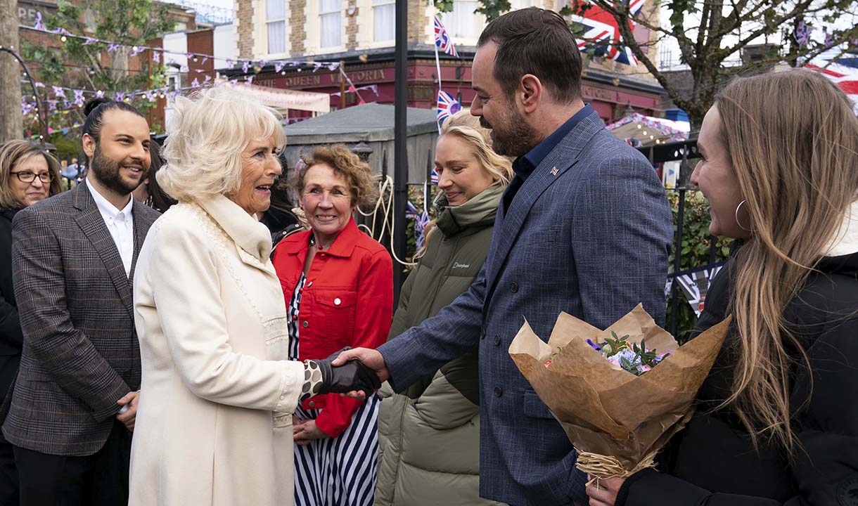 Danny Dyer welcomes Camilla, the Duchess of Cornwall, to the set of Eastenders earlier this year