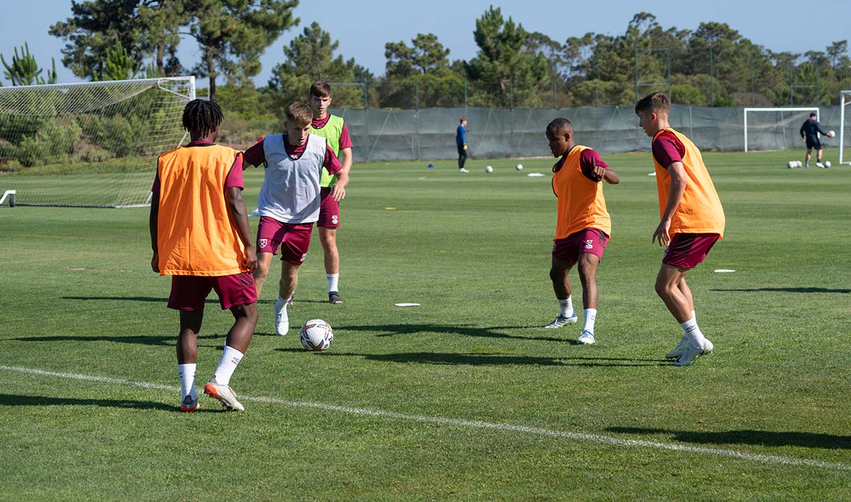 Remy Coddington on the ball during West Ham United U21s pre-season