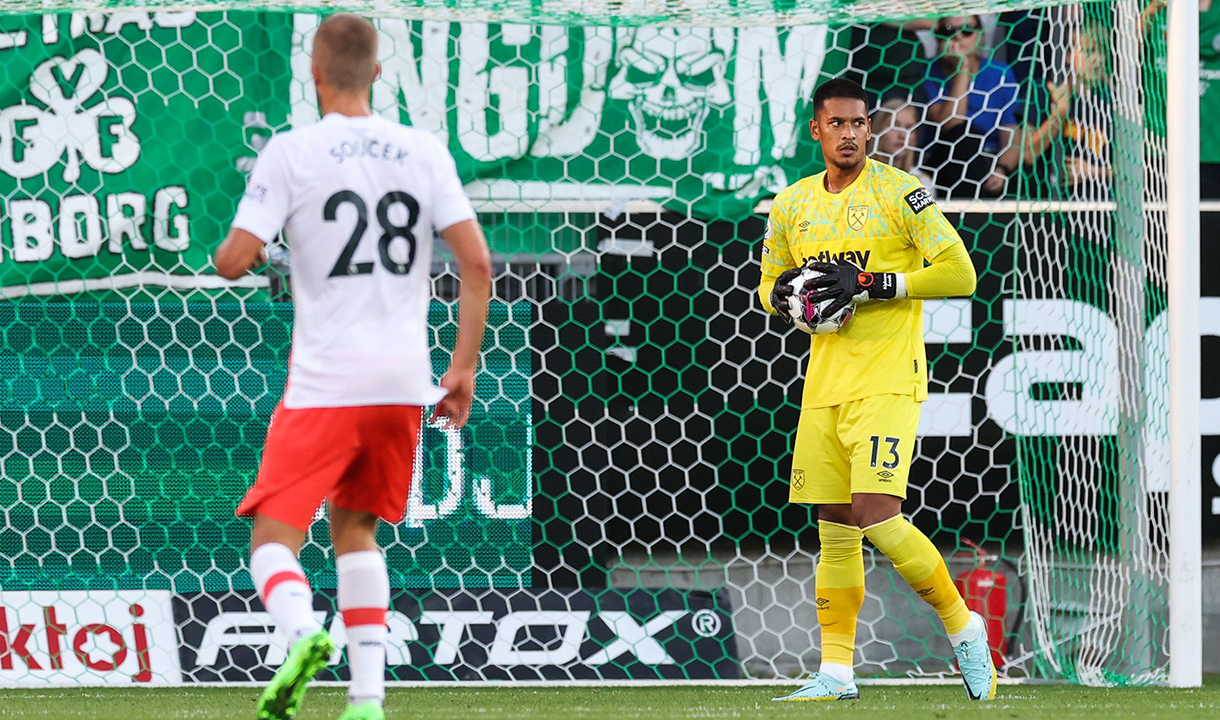 Alphonse Areola in action for West Ham United versus Viborg FF