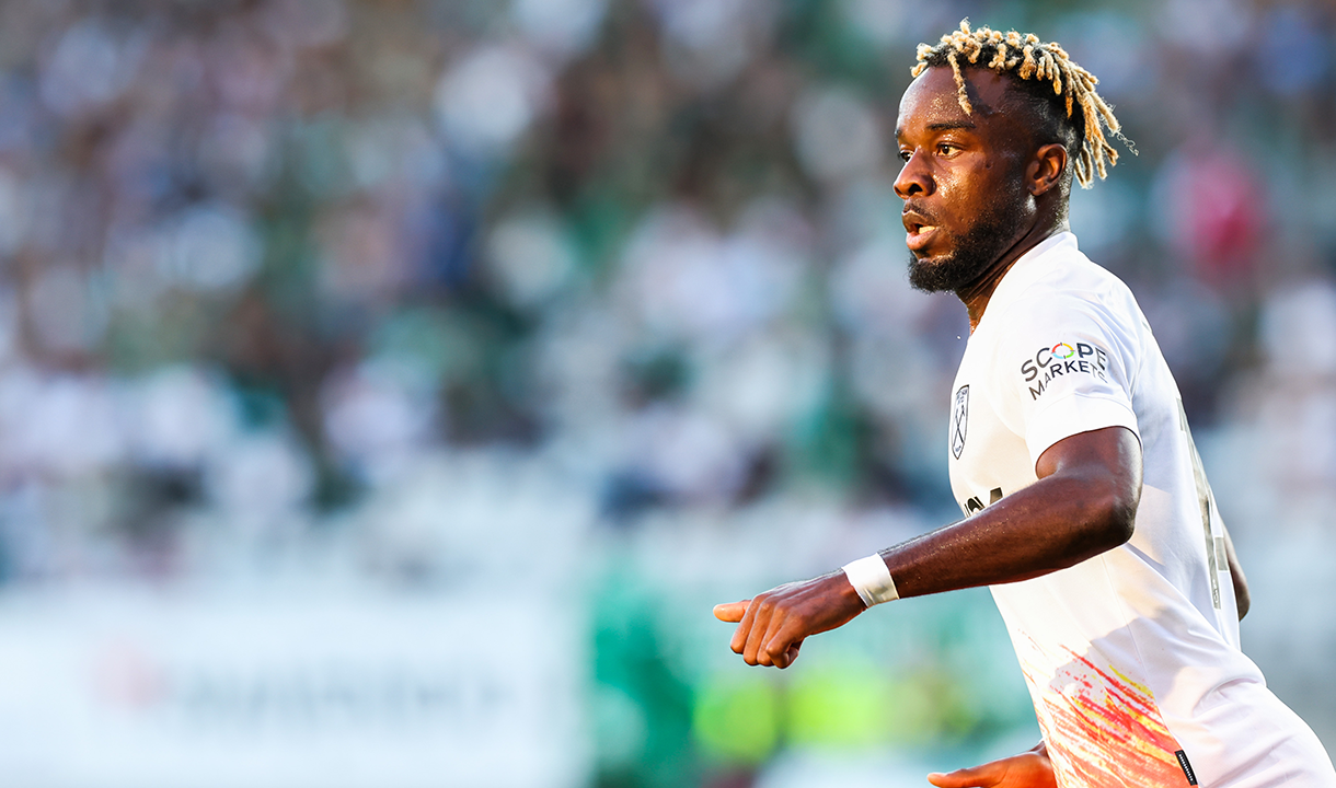 Maxwel Cornet in action for West Ham United versus Viborg