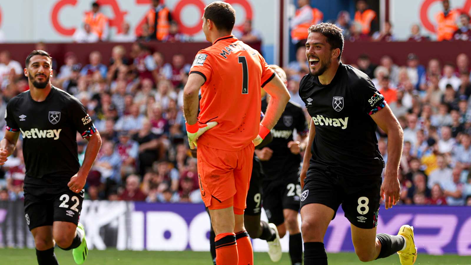 Pablo Fornals celebrates his goal at Aston Villa