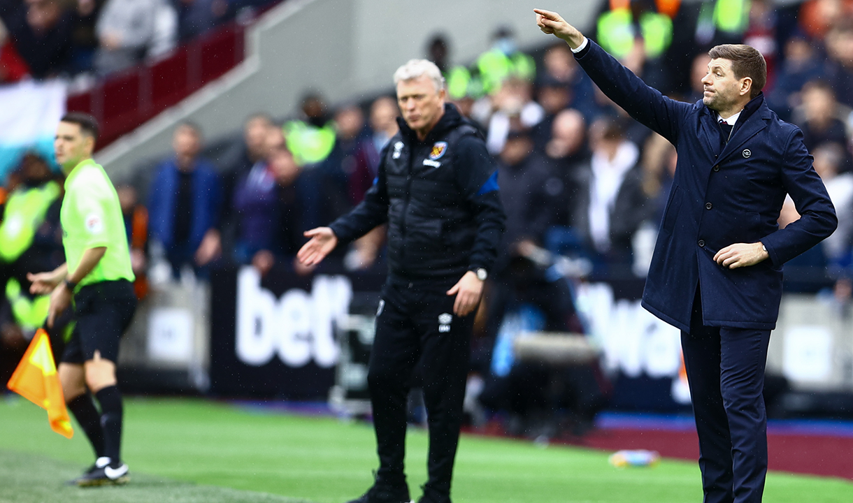 West Ham manager David Moyes and Aston Villa manager Steven Gerrard