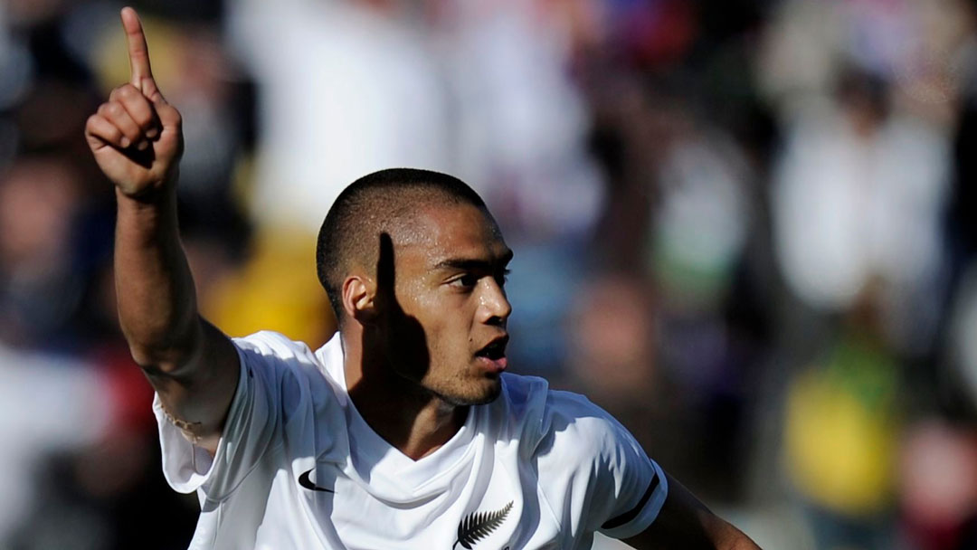 Winston Reid celebrates scoring for New Zealand at the 2010 FIFA World Cup