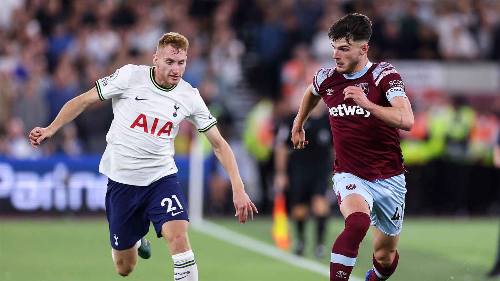 Declan Rice playing against Tottenham Hotspur