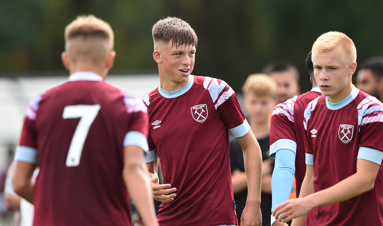 Oliver Scarles celebrates helping West Ham United U18s beat Southampton