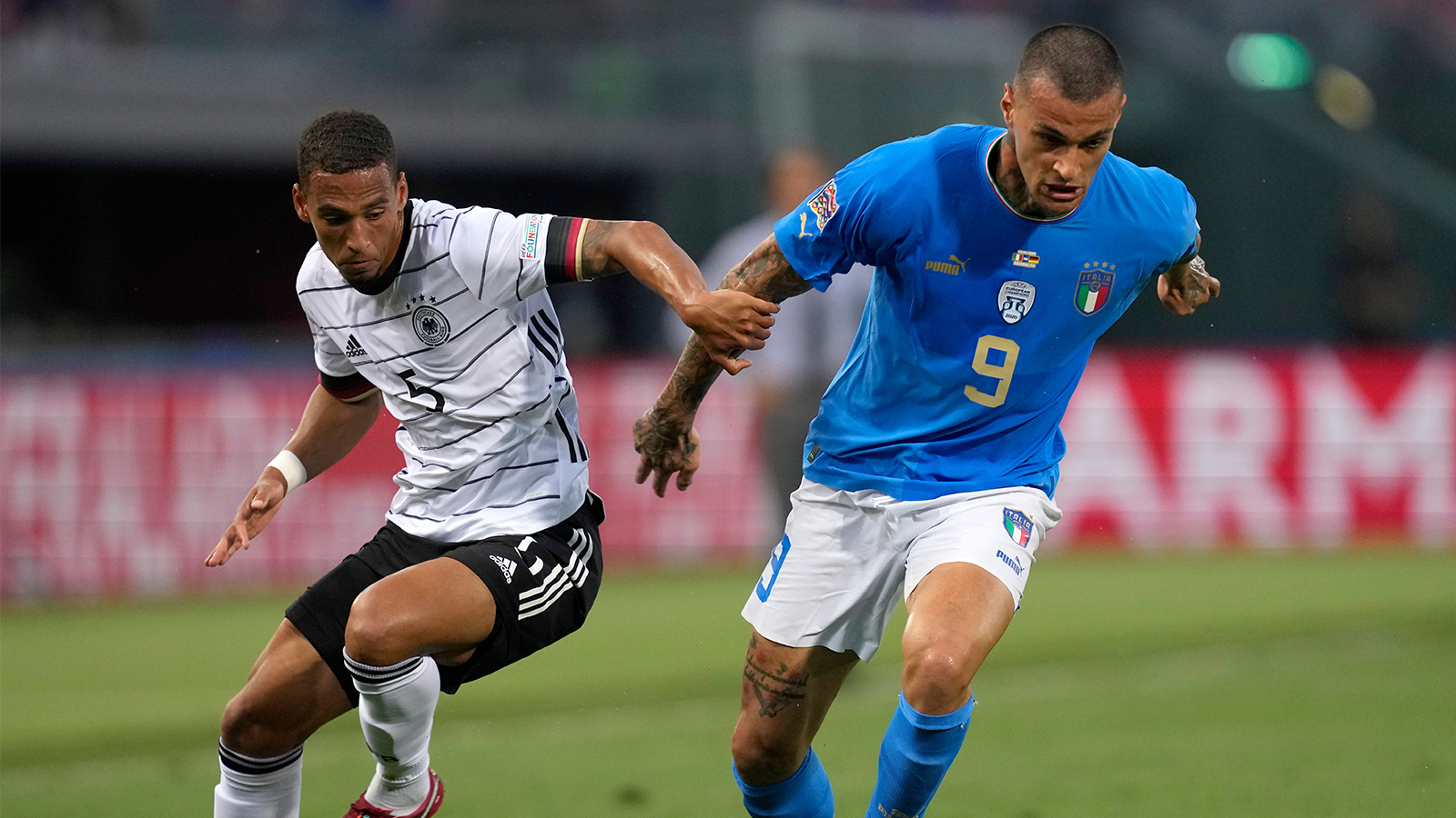 Thilo Kehrer and Gianluca Scamacca battled as Germany faced Italy