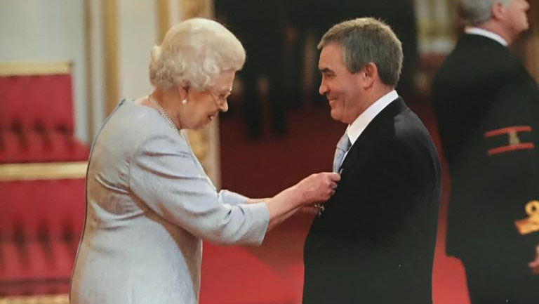 Tony Carr with Queen Elizabeth II