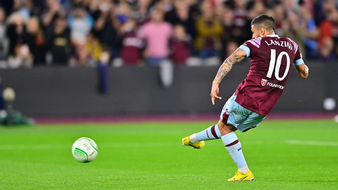 Manuel Lanzini scores against Silkeborg at London Stadium