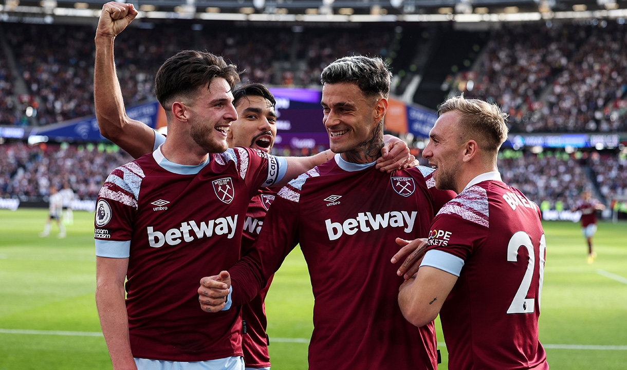 Gianluca Scamacca celebrates scoring in the win over Fulham