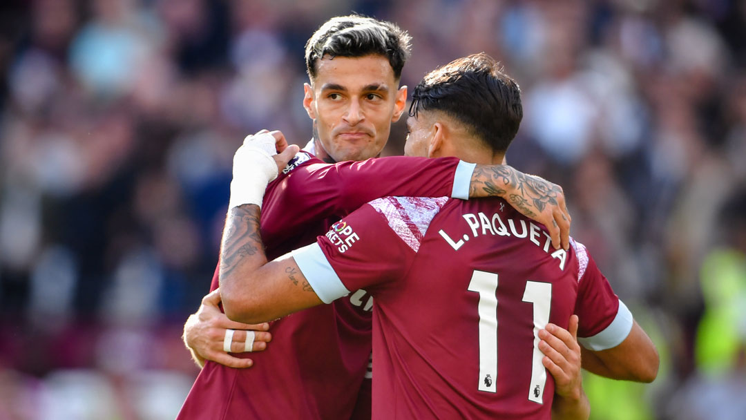 Gianluca Scamacca celebrates scoring against Fulham