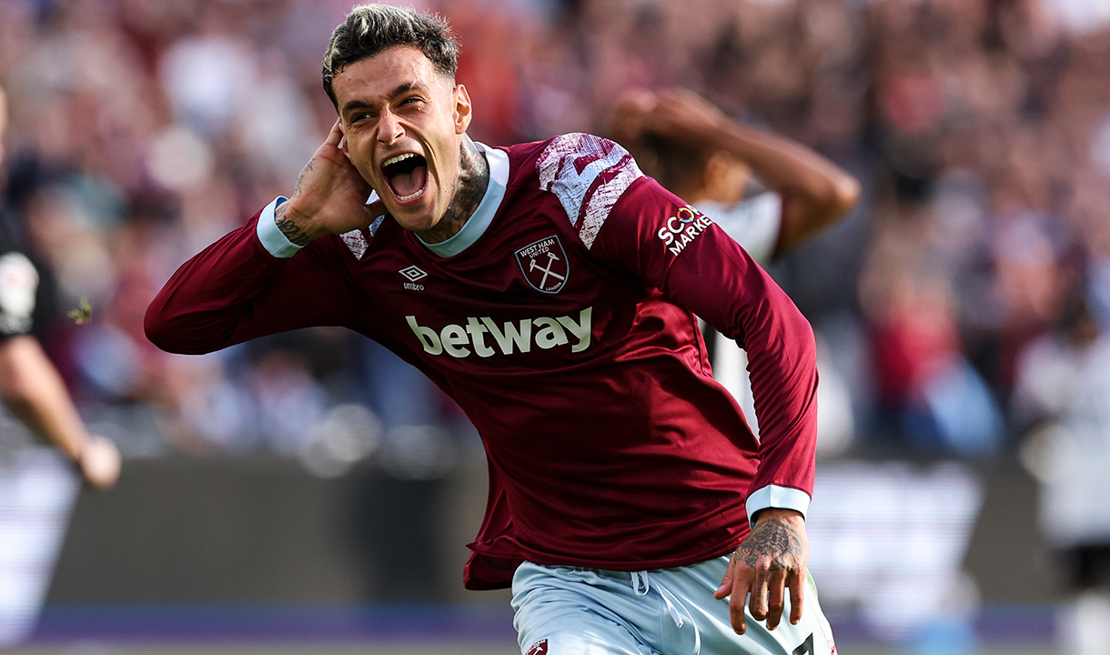 Gianluca Scamacca celebrates scoring in the win over Fulham