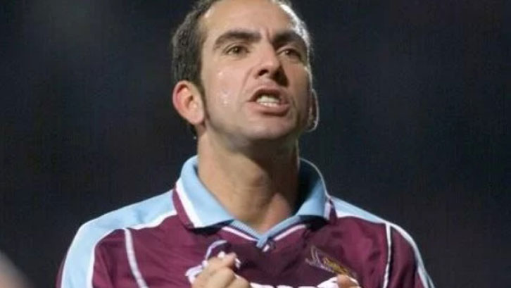 Paolo Di Canio celebrates scoring against Sheffield Wednesday in November 1999