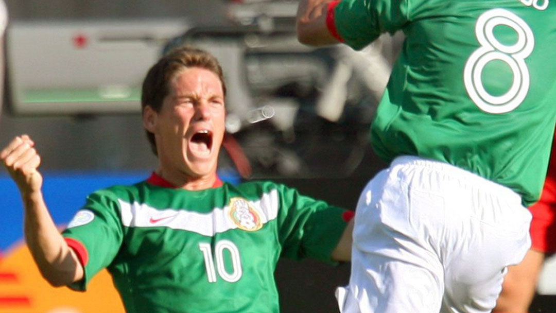 Guillermo Franco celebrates a Mexico goal at the 2006 World Cup finals