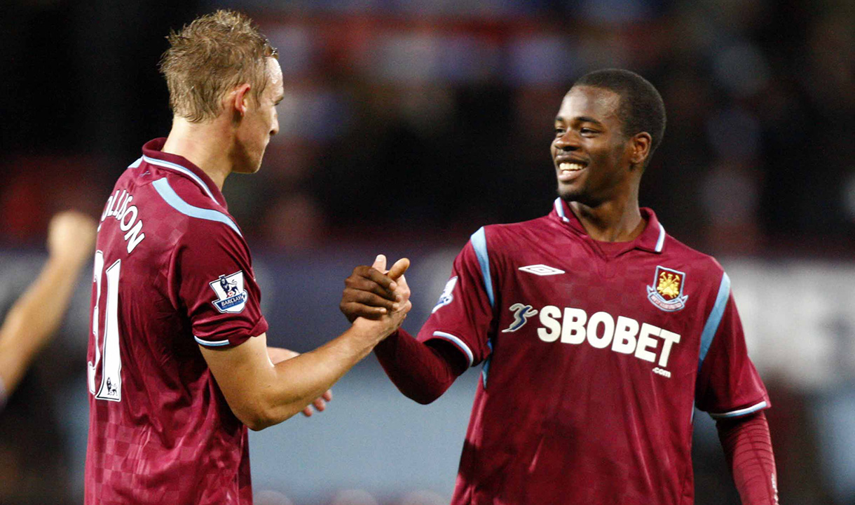 Zavon Hines and Jack Collison celebrate