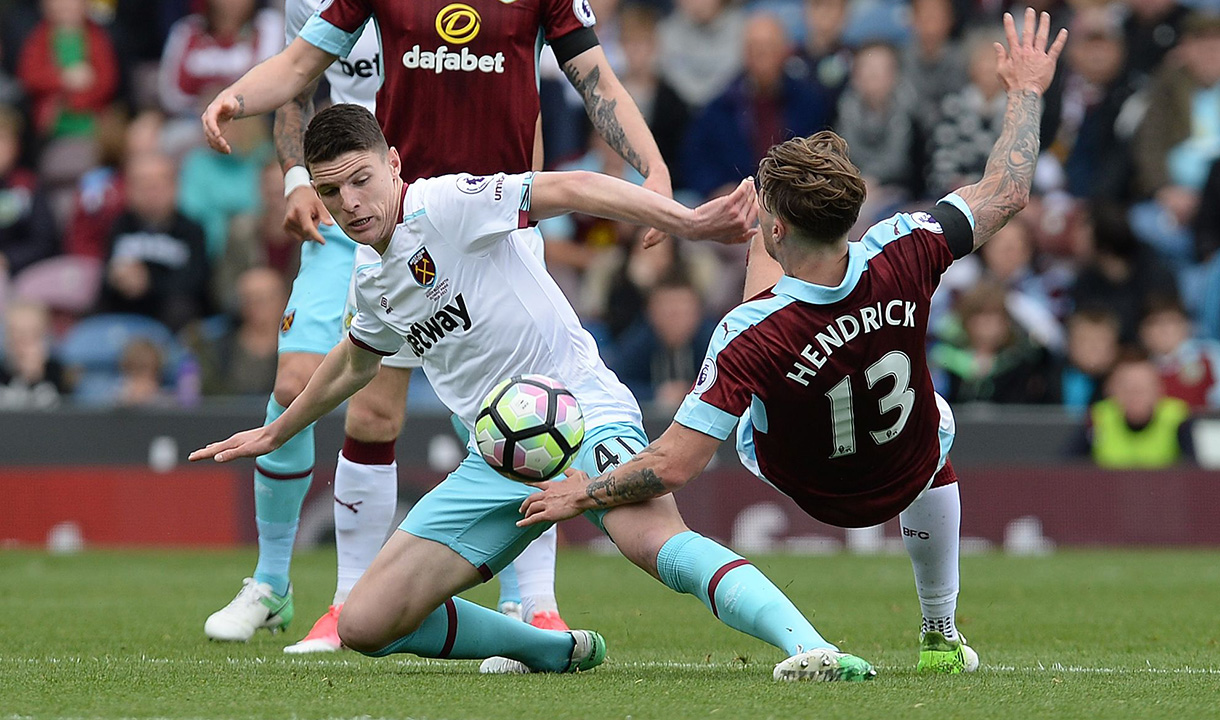 Declan Rice v Burnley for his West Ham United debut