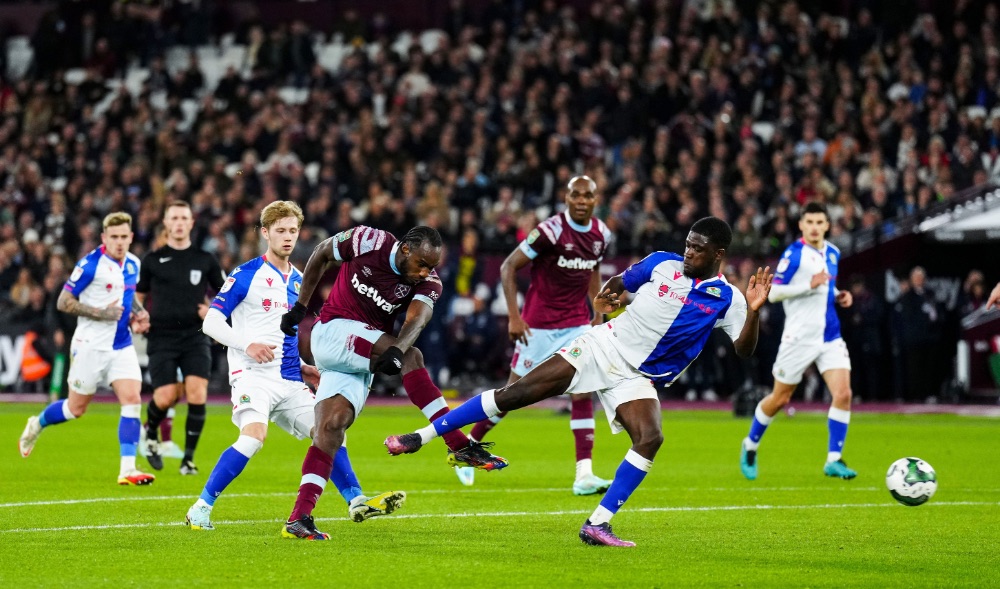 Michail Antonio scores against Blackburn