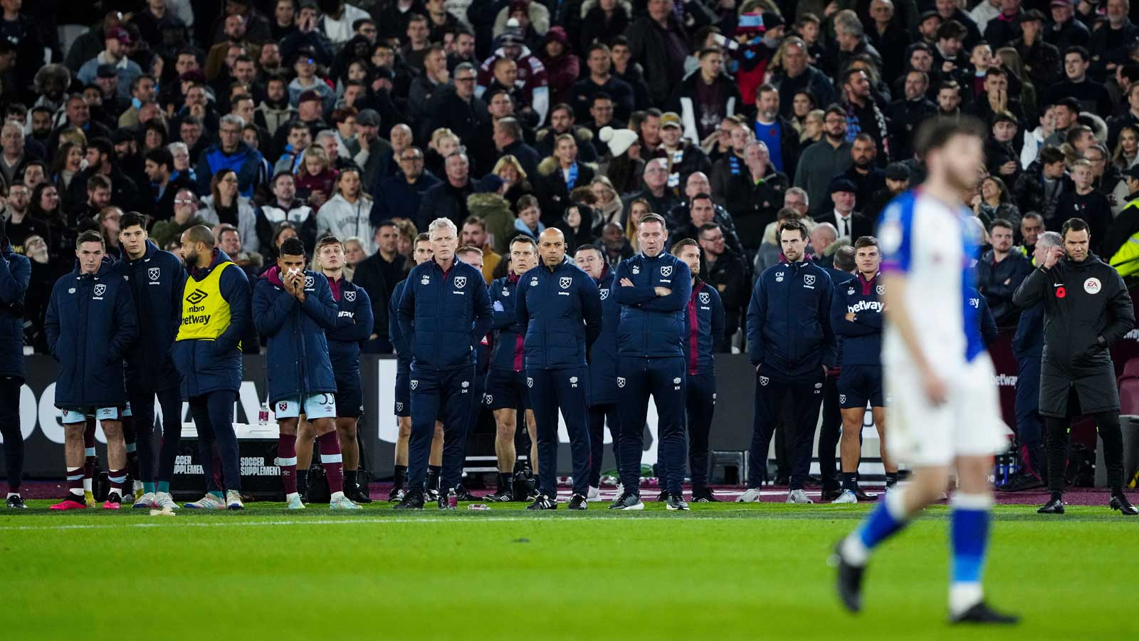 The Hammers staff watch on against Blackburn