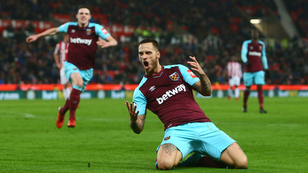 Arnautovic celebrates scoring at Stoke