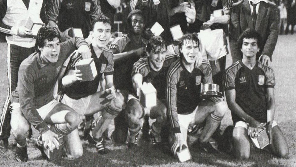 Bobby Barnes celebrates winning the FA Youth Cup in 1981