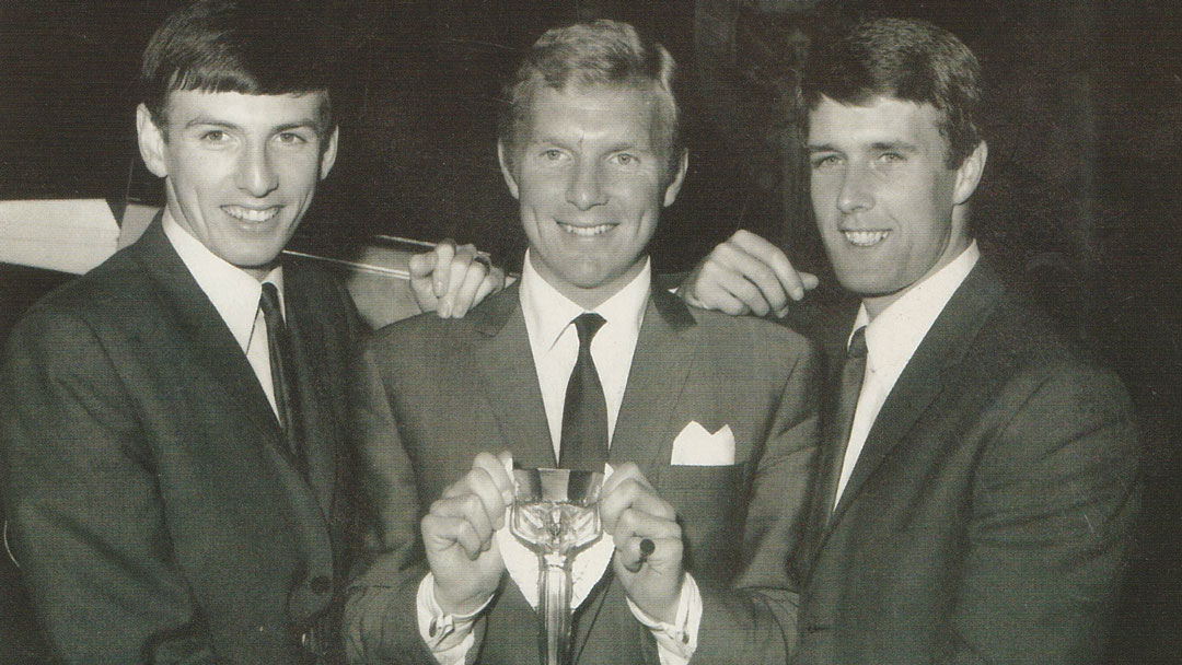 Moore, Peters and Hurst celebrate winning the 1966 World Cup