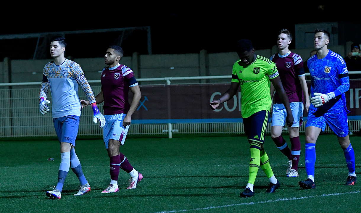 Hegyi leads the team out against Man Utd