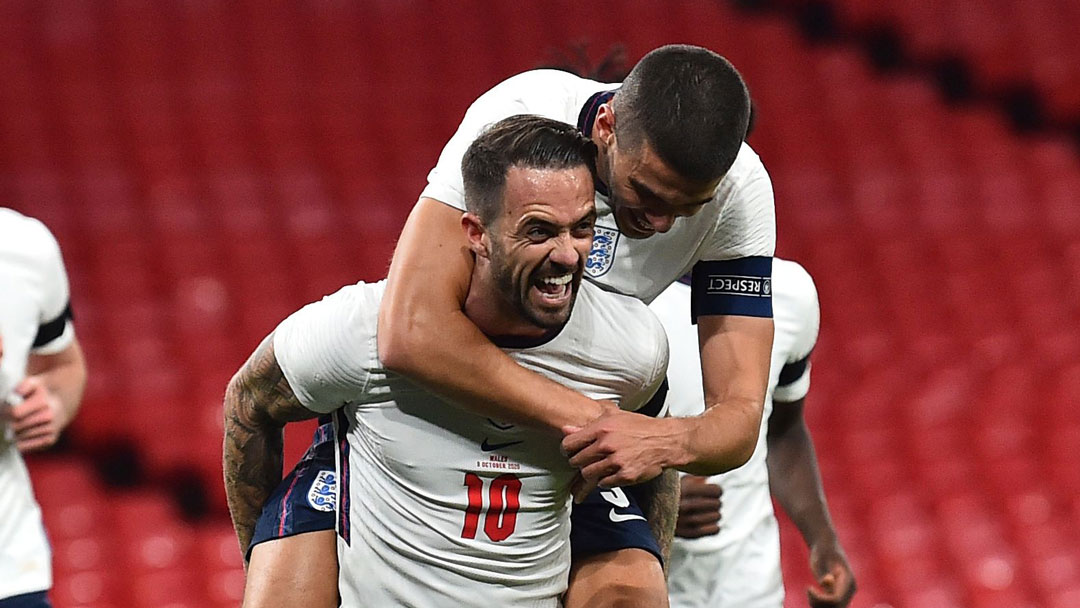 Danny Ings celebrates scoring for England against Wales in 2020