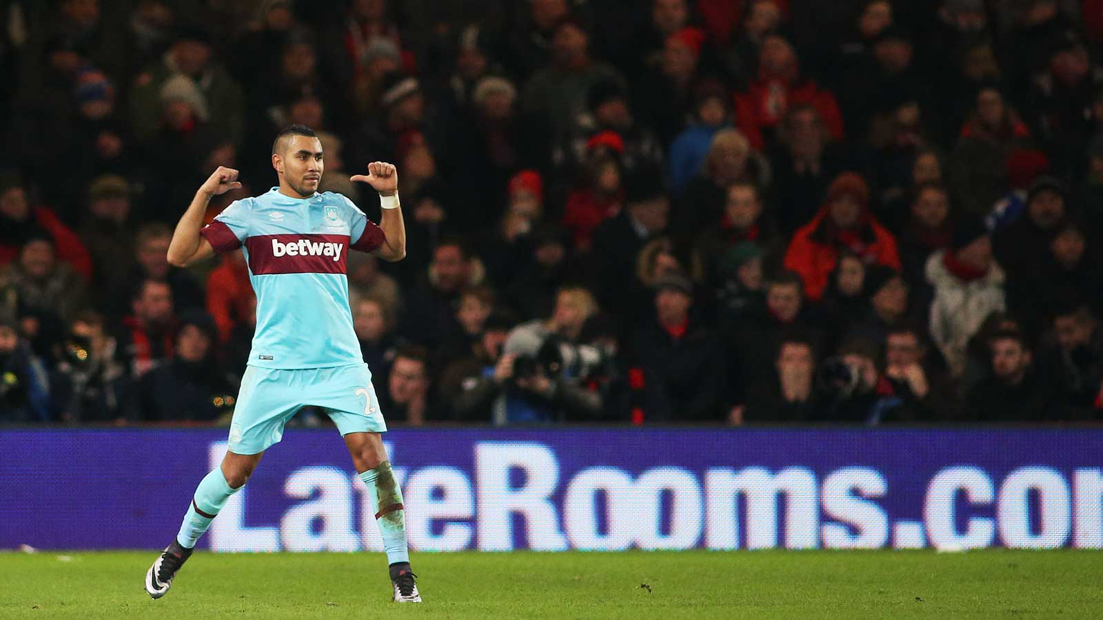 Dimitri Payet celebrates his goal against Bournemouth in January 2016