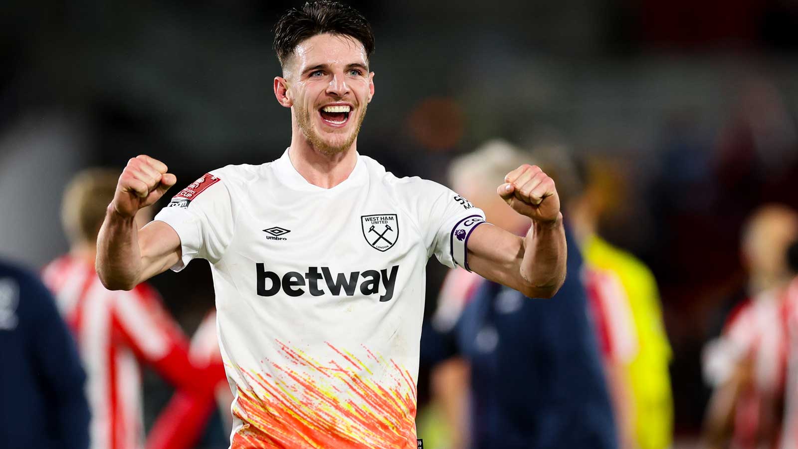 Declan Rice celebrates West Ham's FA Cup win over Brentford