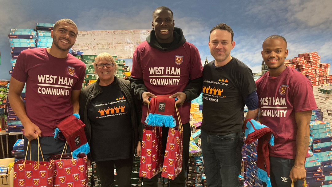 Kurt Zouma, Remi Coddington and Will Greenidge visited the AAA toy warehouse before Christmas